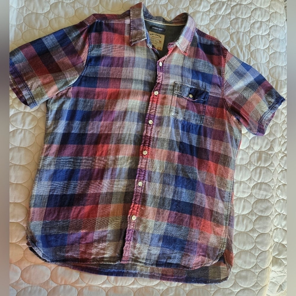 Fat Face Button Up Cotton Plaid XL Gorpcore  Heritage Travel Beach EUC Hike Trip - Picture 3 of 11
